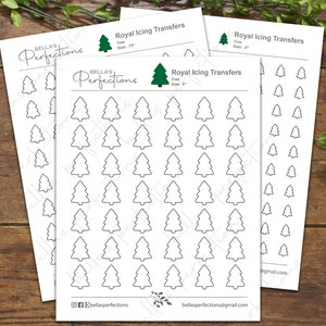 Trasferimenti di glassa reale dell'albero di Natale / Foresta / Download digitale / 3 dimensioni disponibili / .5", .75" e 1"
