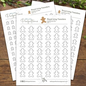 Trasferimenti di glassa reale Gingerbread Man / Download digitale / 3 dimensioni disponibili / .5", .75" e 1"
