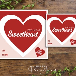 Eres una etiqueta de galleta del Día de San Valentín Sweetheart / 2 tamaños incluidos / Etiqueta cuadrada de 2"x2" y 3"x3" / Galleta de corazón de conversación