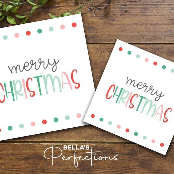 Merry Christmas Cookie Tags | Printable Gift and Treat Tags | Instant Download | 2 Sizes 2" and 2 1/2"