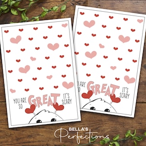 Druckbare Monster Valentinstag Keks Karte | 9,5 cm x 12 cm | Du bist so GROSSARTIG, es ist unheimlich | Digitaler Download