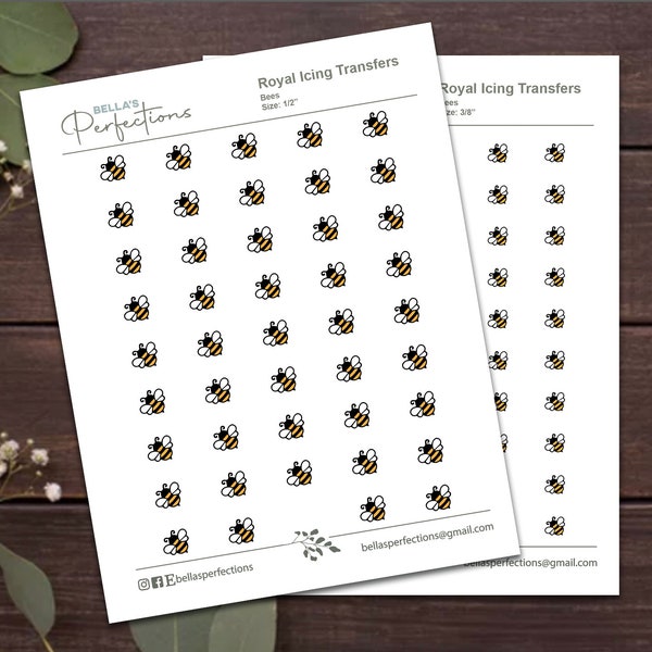 Bumble Bee Royal Icing Transfers | Make Your Own | Digital Download | 2 sizes available