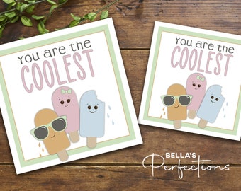 You are the Coolest Printable Square Tags | Thank you Teacher | 2" and 2.5" | Digital Download