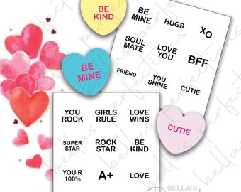 Valentine Conversation Heart | Sweethearts Candy | SVG and PNG | Perfect for Silkscreen Stencils and Eddie Printers | Printable