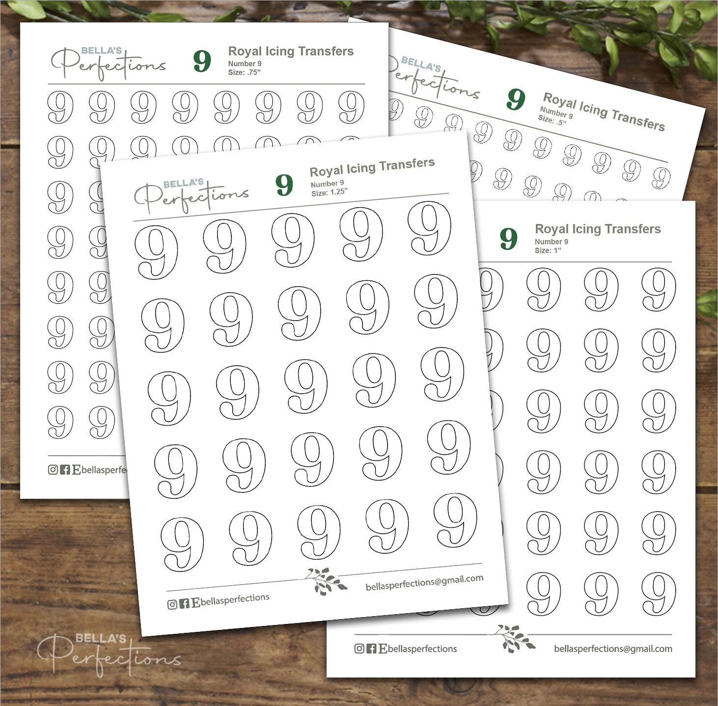 Icing Cut Numbers Number 9 Royal Icing Templates | Birthday | Anniversary | Transfer ...