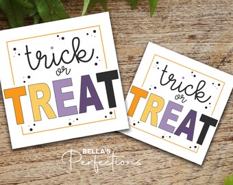Halloween Trick or Treat Tags | Printable Gift Tags | Candy |  2 Sizes 2" and 2 1/2" | Digital Download