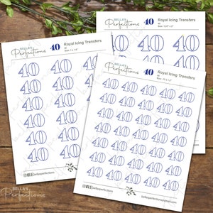 40 Royal Icing Templates | Birthday | Transfer Sheets | Printable | 4 sizes available | .75&quot;, 1&quot;, 1.25&quot;, 1.5&quot; tall