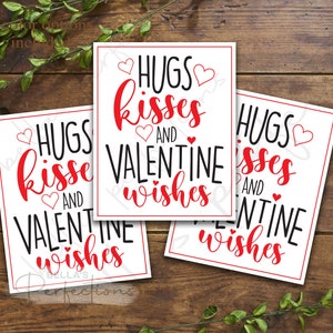 Étiquette à biscuits imprimable pour la Saint-Valentin Câlins et bisous | Baiser Hershey | Étiquette-cadeau | 2 x 2,5 po. | Biscuits et cartes-cadeaux | Téléchargement numérique