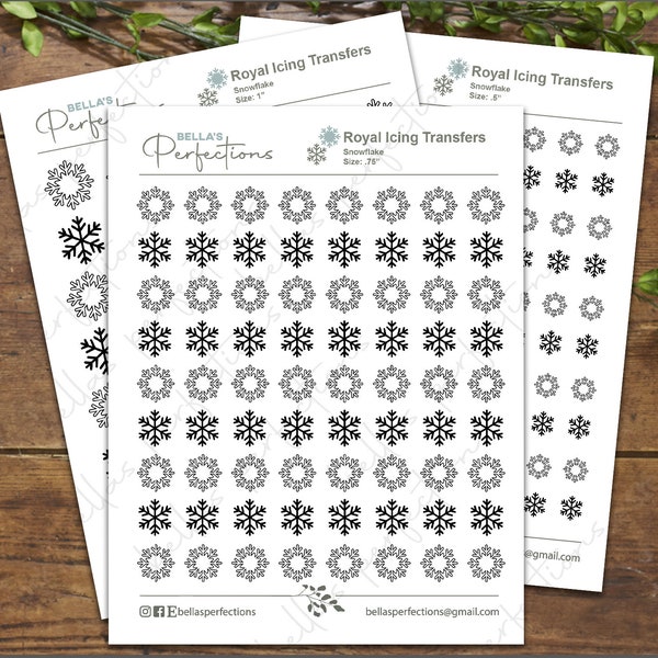 Winter Snowflake Royal Icing Templates | Transfer Sheets | Digital Download | 3 sizes available | .5", .75", 1"