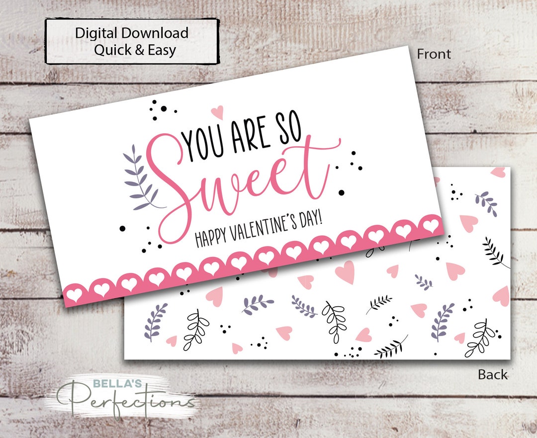 Printable Cookie &amp; Candy Valentine Packaging Digital Download Cookie ...