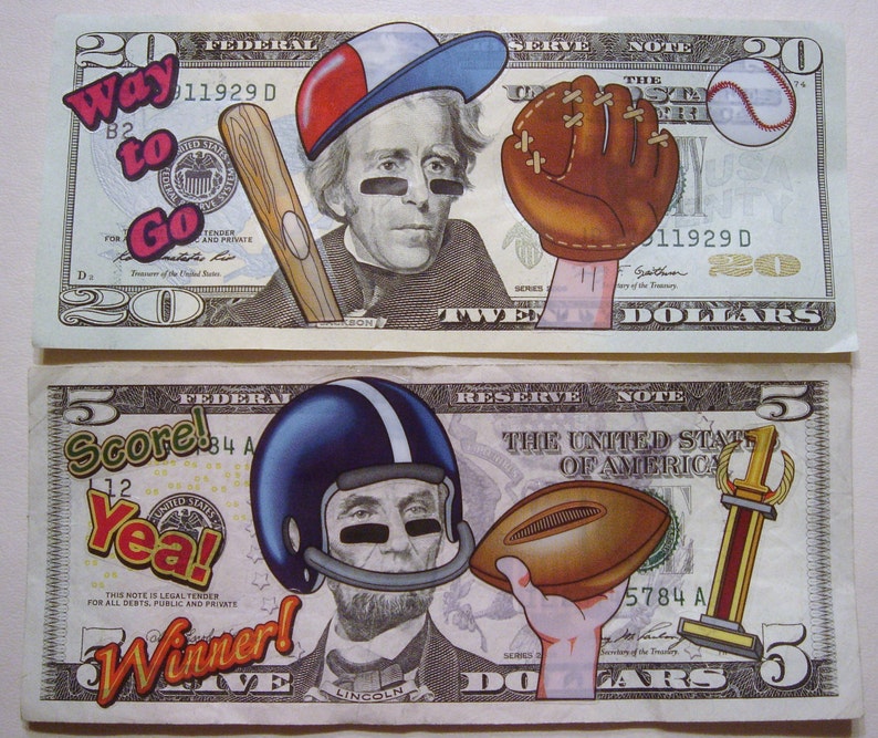 Sports Funny Money Stickers Apply Directly on Cash in a Etsy