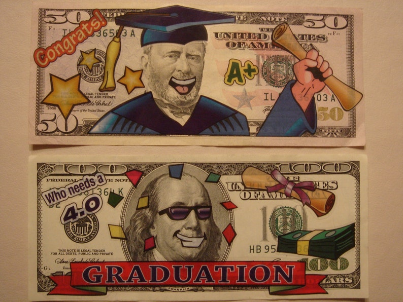 Graduation Funny Money Stickers Apply Directly on Cash in a Etsy