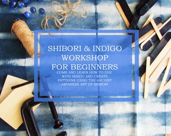 Beginners Shibori and Indigo workshop June 30th UK Textiles Mothers day gift Gift for her Anniversary gift UK workshop INDI 305