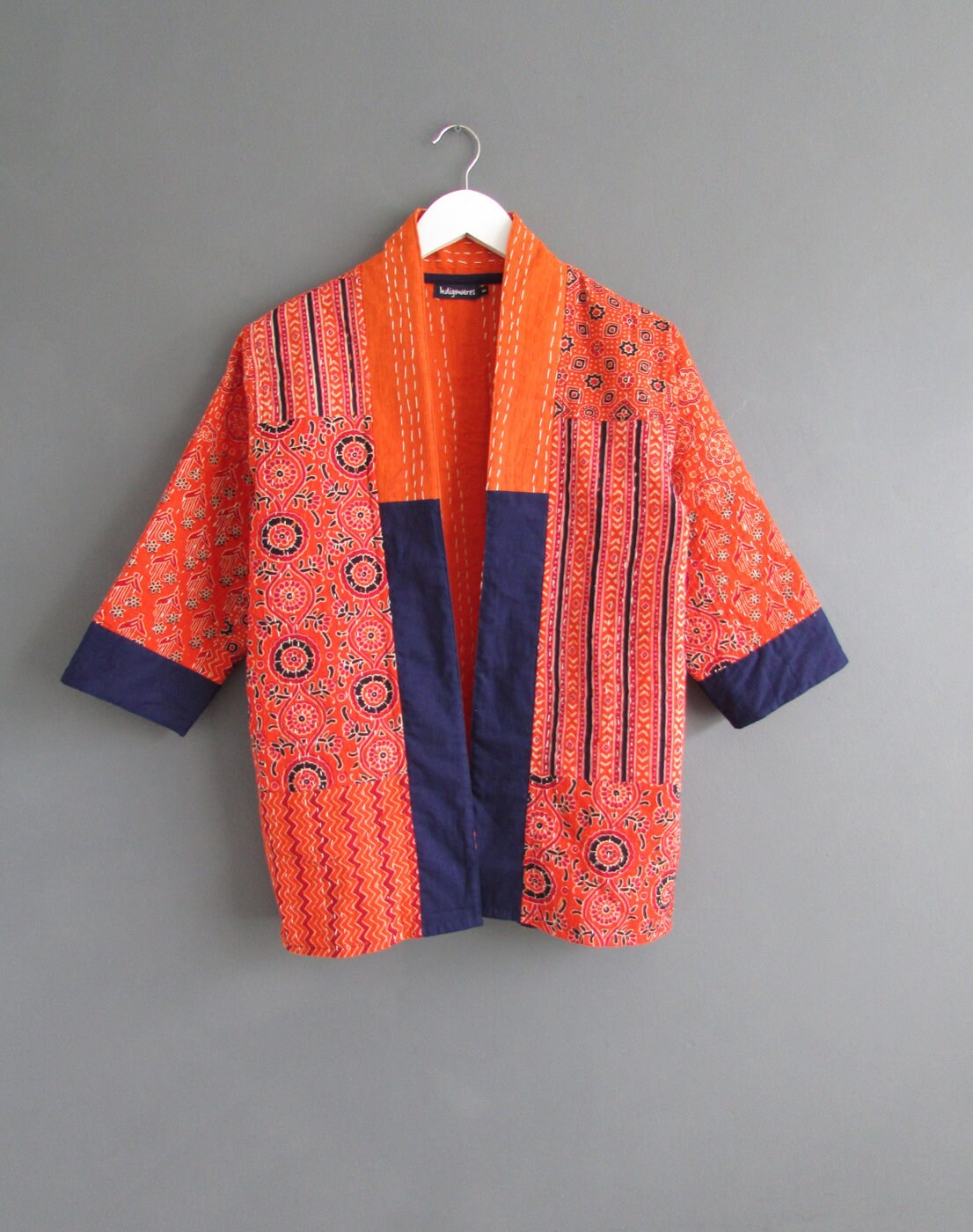 Kantha jacket kimono jacket Kimono cardigan Block printed | Etsy