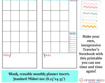 2016 monthly planner notebook insert travelers notebook etsy