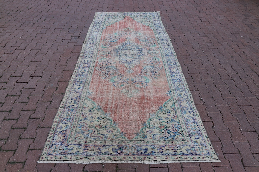 Vintage Rug, 5x10 Ft, Turkish Handmade Rug, Oriental Rug, Floral Design