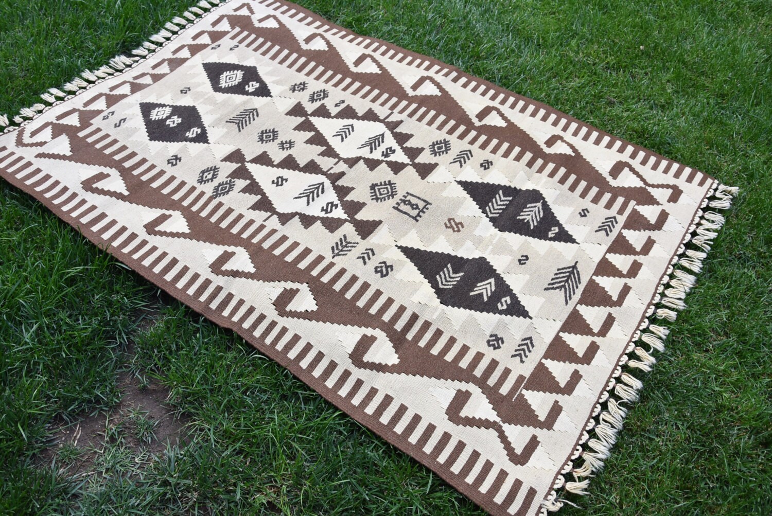 Brauner Kelim Teppich Türkischer Kelim Handgemachter Kelim | Etsy
