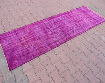 3x8 ft Rug, Runner Rug, Pink Rug, Scandinavian Rug,Used Rug,Living Room Rug,Office Rug,Entryway Rug,Vintage Rug,Handmade Rug,Wool Rug