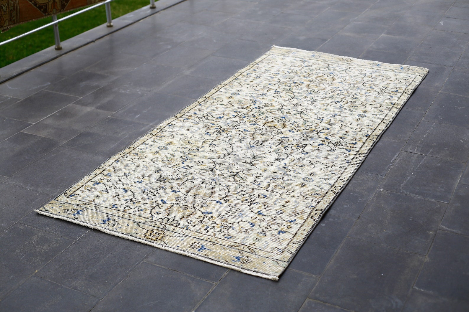 Oushak Rug Runner 4x8 Ft White Rug Runner Antique Rug Etsy