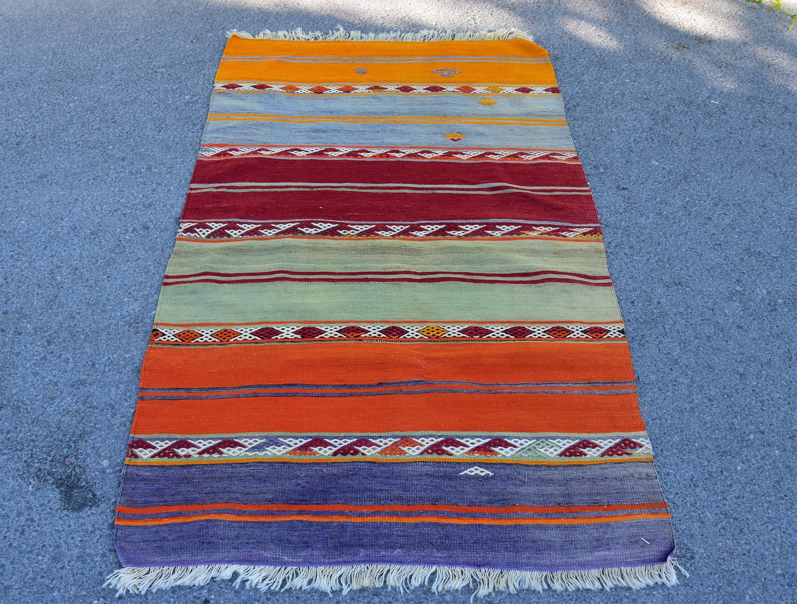 Turkish Oushak Kilim Rug Antique Vintage Handwoven Natural Wool Rug 3x5 feet Turkish Oushak Kilim Rug Antique Vintage Handwoven Natural Wool Rug 3x5 feet