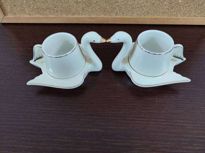 Swan Espresso Mug, Arabic Coffee Set For 2, Swan Mugs, Porcelain Coffee Set, Turkish Coffee Cup Set with Swan Shaped Saucers, Mother's Gifts image 7
