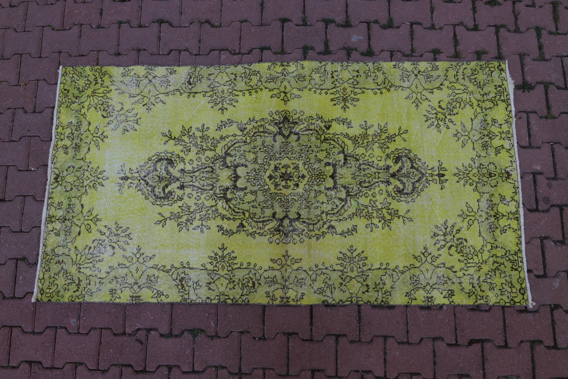 Gelber Teppich Überdye Teppich Anatolischer Medaillon | Etsy
