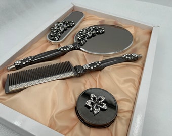 Luxury Mirror and Comb set, Hand Mirror and Brush set, Mothers Day Gift, Vintage Style Vanity set, Make up Mirror, Boho Decor