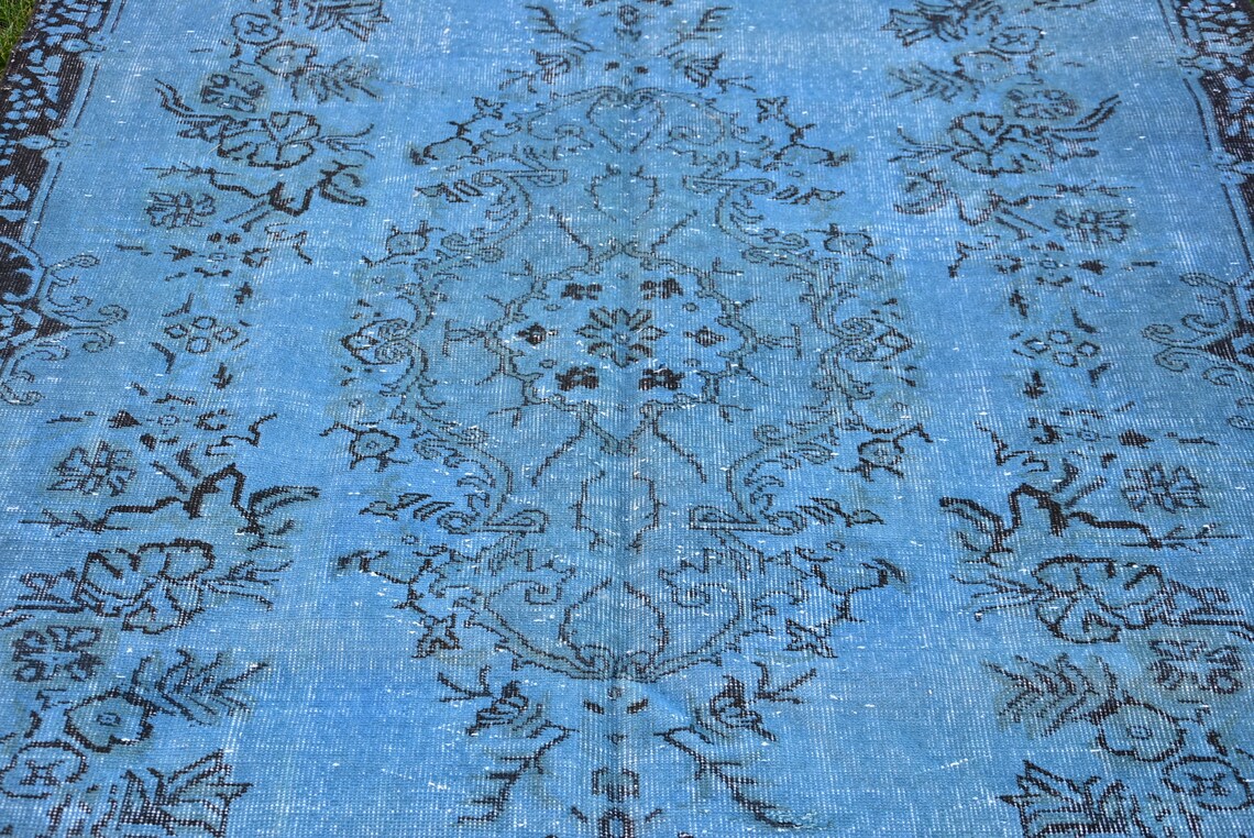 Blauer Orientteppich 6x9 ft Türkischer Teppich Handgemachter | Etsy