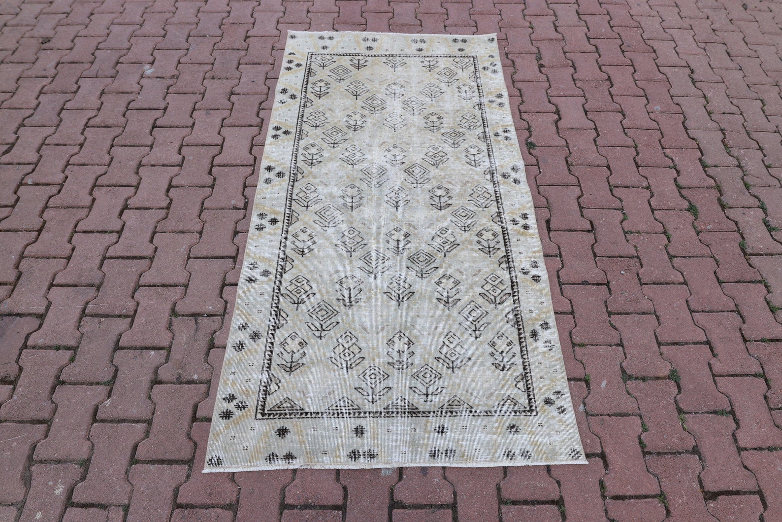 Boho Teppich Antiker Weißer Teppich 3x6 fuß Teppich | Etsy