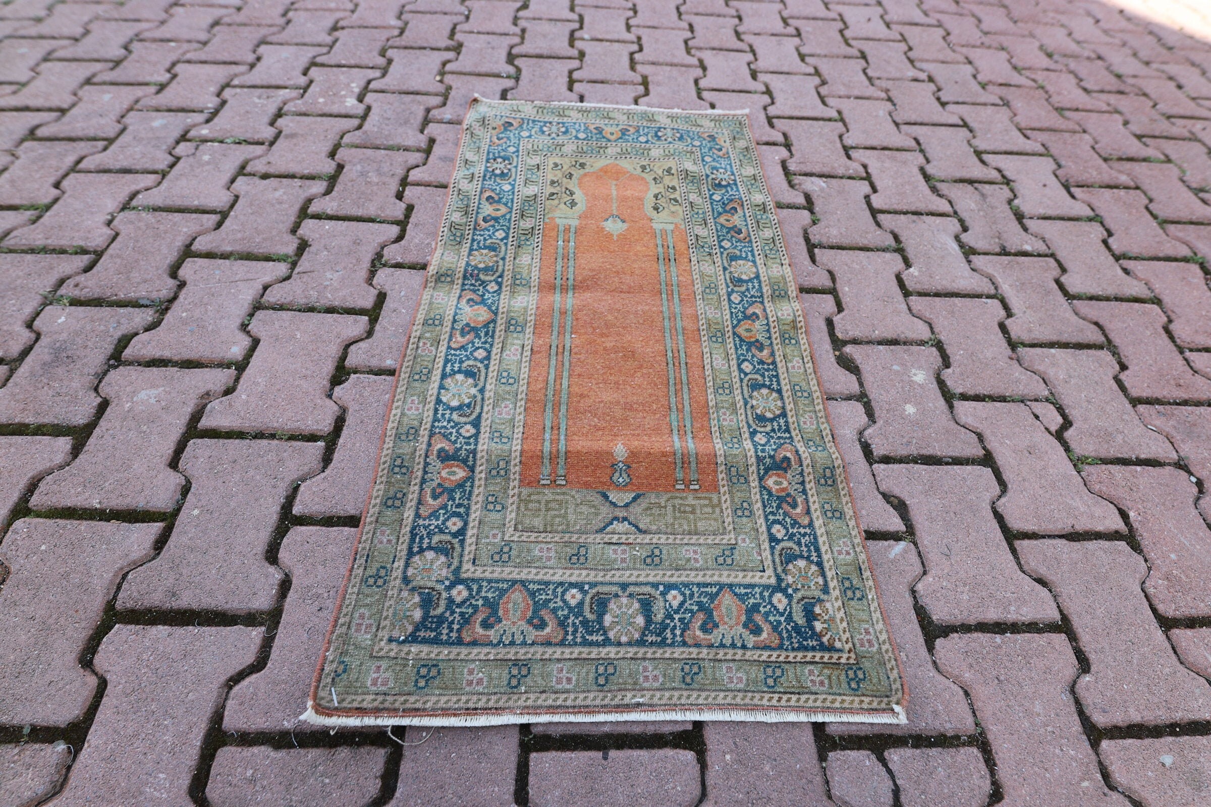 Türkischer Teppich Orange Teppich Grüner Teppich | Etsy