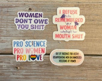 Feminist Mini Sticker Pack – Bold Feminist Quotes, Pro-Women Stickers, Empowerment Vinyl Stickers for Laptops, Journals, Water Bottles