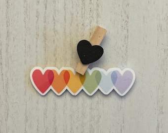 Rainbow Gradient Hearts Sticker | Aesthetic Pride Sticker | Minimalist Love Vinyl Decal | Laptop Water Bottle Journal Sticker