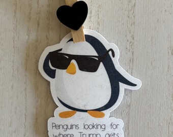 Funny Penguin “Trump Audacity” Sticker | Political Humor Vinyl Sticker | Sassy Penguin Decal for Laptop, Water Bottle, Notebook