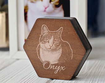 Pet portrait memorial box, Dog Cat Rabbit Fur Keepsake box, Pet Bereavement Gift, Dog Photo Engraving Gift