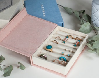Earring Organizer Custom Velvet Jewelry Organizer Box, Personalized Ring Organizer, Monogram Jewelry Organizer Case Kids Jewelry Box