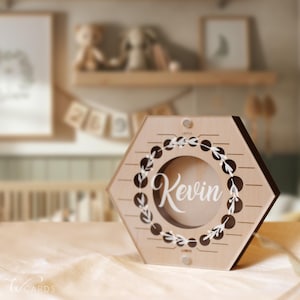 Personalized Wooden Baby Tooth Storage Box – Custom Engraved Tooth Fairy Keepsake for Baby Girl or Boy – 1st Birthday Gift