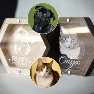 Pet Fur Keepsake with Portrait Engraving, Pet Hair Memorial Box, Pet Loss Gift, Cat Dog Memorial Gift