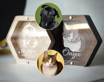 Pet Fur Keepsake with Portrait Engraving, Pet Hair Memorial Box, Pet Loss Gift, Cat Dog Memorial Gift