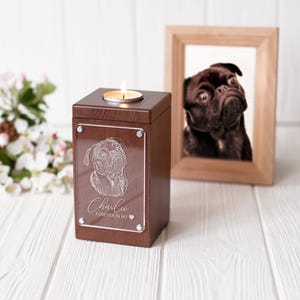 Cat dog ashes keepsake, Pet urn wood with photo, Custom ashes urn for bunny, Pet cremation urns