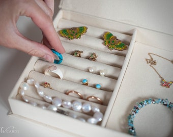 Custom Mini Jewelry Organizer Box for Little Girl, Velvet  Jewelry Case Organaizer, Monogram Jewelry Box, Earring Ring Organizer for Women