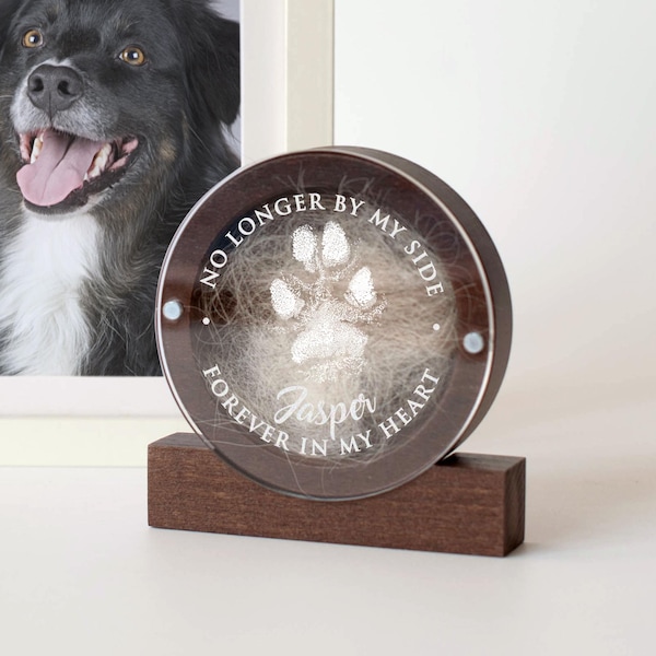Erinnerungsbox mit Hundepfotenabdruck, Erinnerungsgeschenk mit Katzenhaaren zum Gedenken an verstorbene Hunde, Erinnerungsstück mit Tierasche
