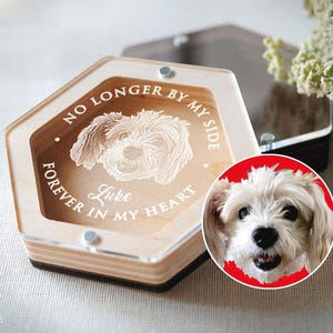 Pet Memorial Gift With Photo Dog - Hair Memorial Box Cat Fur Keepsake Box, Personalized Dog Portrait Gift