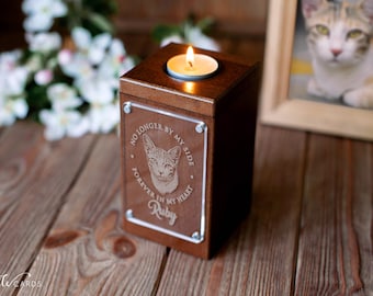 Сat urn for ashes keepsake pet urns for dogs, small pet urn wood with photo, pet memorial urn with picture