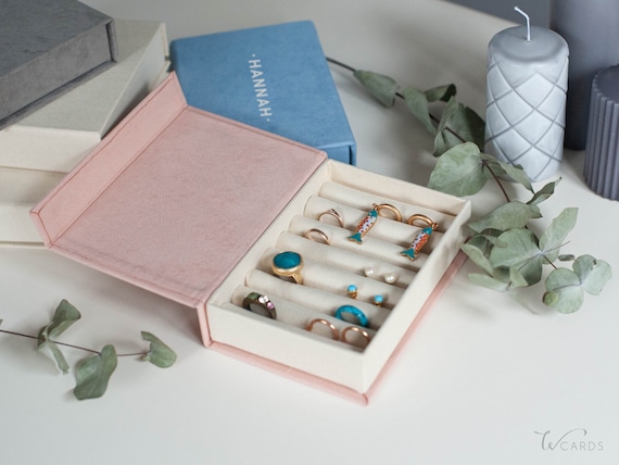 Earring Organizer Custom Velvet Jewelry Organizer Box, Personalized Ring Organizer, Monogram Jewelry Organizer Case Kids Jewelry Box