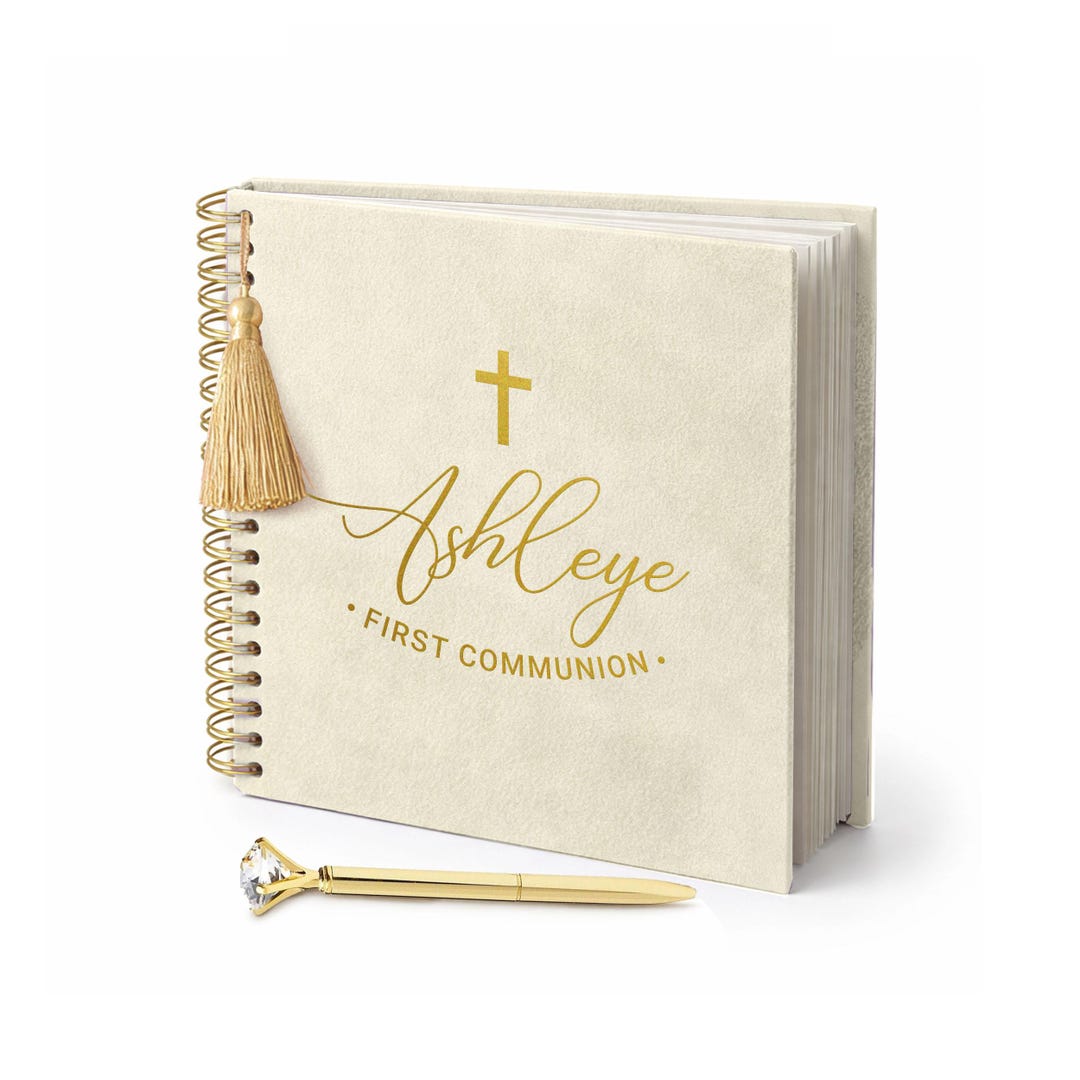 First Communion Guest Book Scrapbook. Personalized Baptism Sign in Book ...