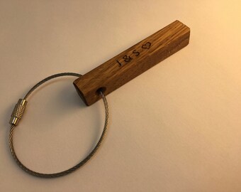 Sleutelhangers, enkelzijdig, eiken, 65 mm
