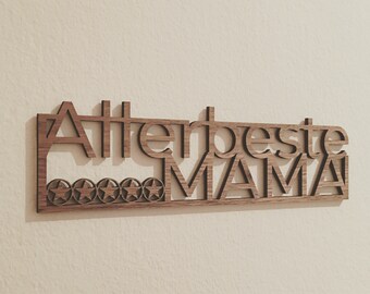 Alllerbest Mama Houten Teken Walnoot als een geschenk of home accessoire
