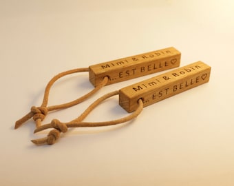 Individuele sleutelhangers, 4seitig, eik, 65 mm