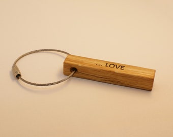 Sleutelhanger, eenzijdig, eiken, 65 mm