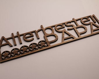 Beste papa houten teken walnoot als een geschenk of home accessoire